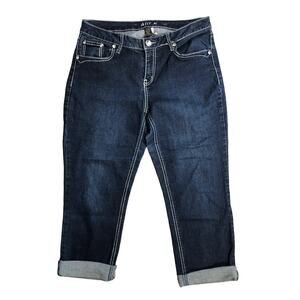 Apt.9 Women’s Rhinestone Mid Rise Cropped Blue Denim Capri